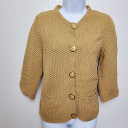 Evan-Picone Gold Knit Sweater with Metallic Threading, Women's Petite Large - Trinity Thrift