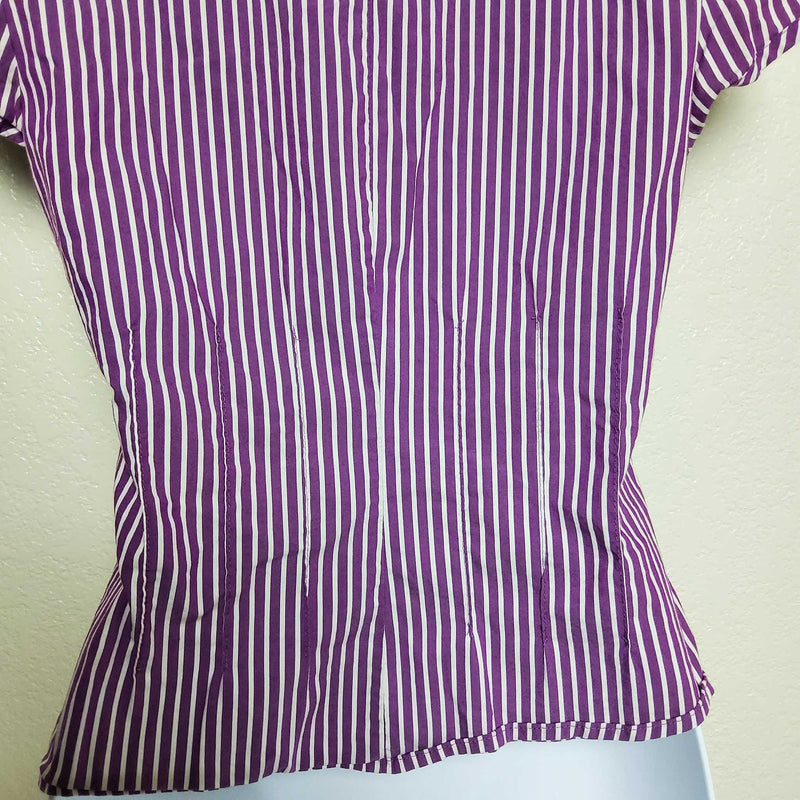 Express Design Studio Purple Striped Button-up Tee, Women's Extra Small - Trinity Thrift