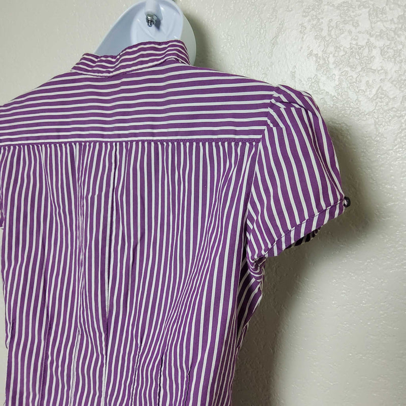 Express Design Studio Purple Striped Button-up Tee, Women's Extra Small - Trinity Thrift