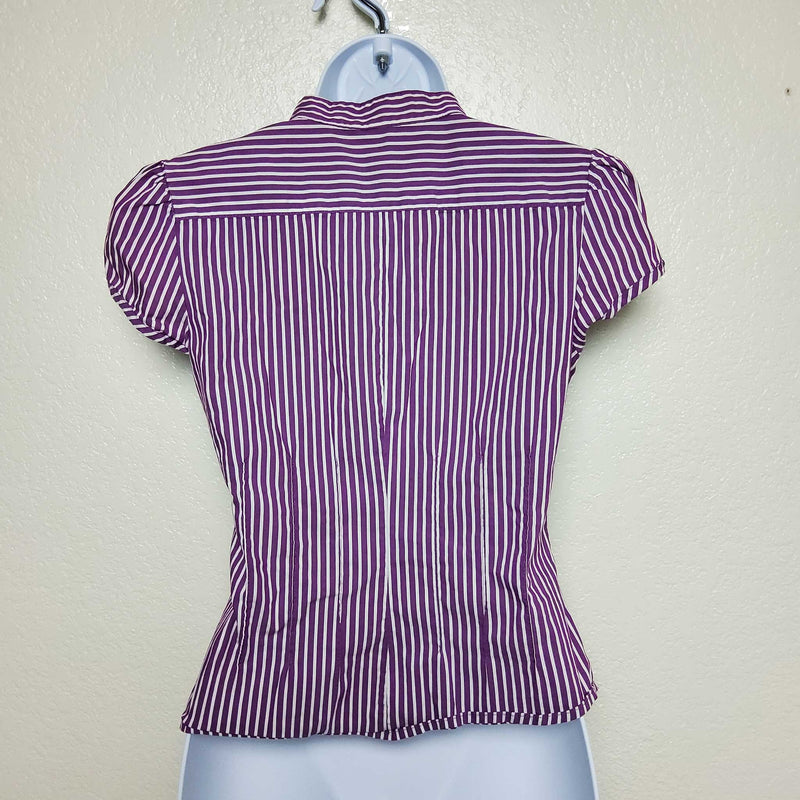 Express Design Studio Purple Striped Button-up Tee, Women's Extra Small - Trinity Thrift