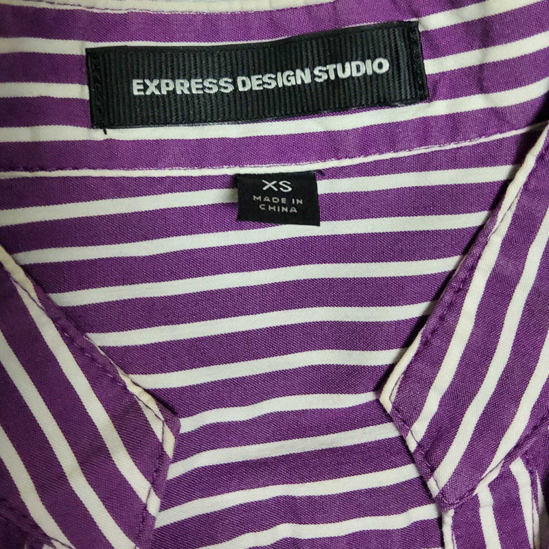 Express Design Studio Purple Striped Button-up Tee, Women's Extra Small - Trinity Thrift