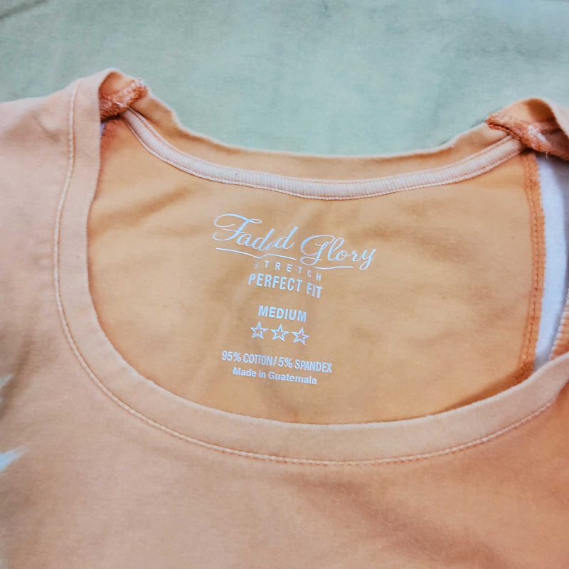 Faded Glory Peach and Beige Tee, Women's Medium - Trinity Thrift