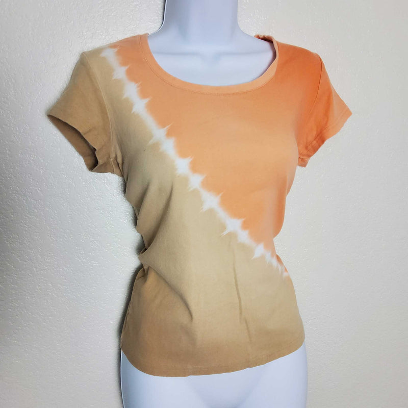 Faded Glory Peach and Beige Tee, Women's Medium - Trinity Thrift