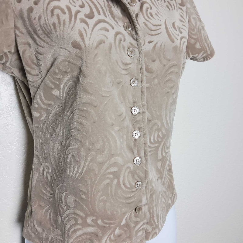 Feruccio Beige Floral Embroidered Shirt, Women's Small - Trinity Thrift