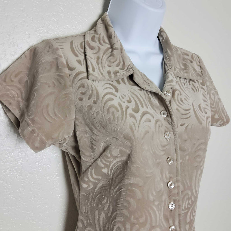 Feruccio Beige Floral Embroidered Shirt, Women's Small - Trinity Thrift