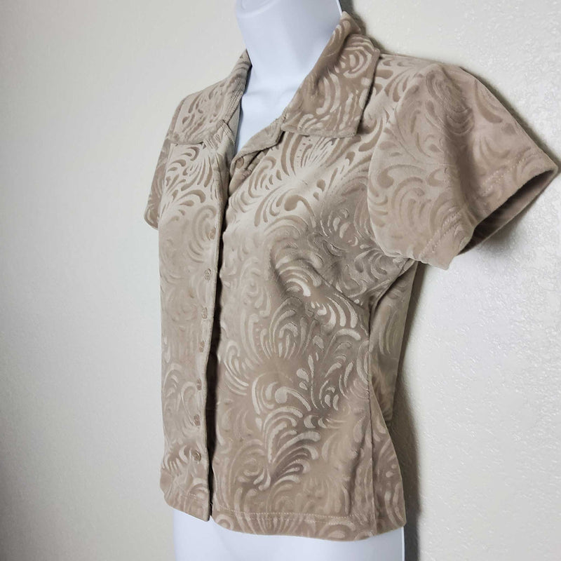 Feruccio Beige Floral Embroidered Shirt, Women's Small - Trinity Thrift