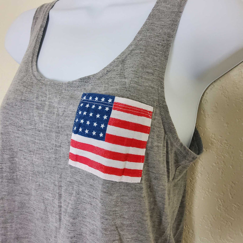 Fifth Sun Gray American Flag Tank Top, Women's Medium - Trinity Thrift