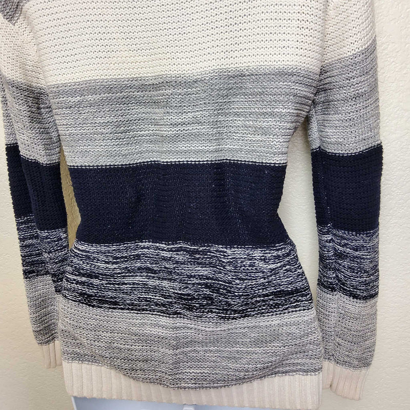 Forever 21 White, Grey and Black Striped Pullover Sweater, Women's Small - Trinity Thrift