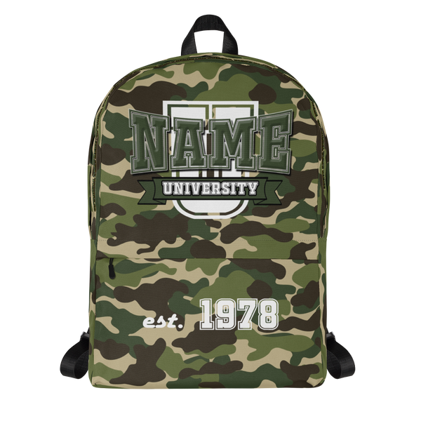 Camo University Backpack, Front - BackDrip