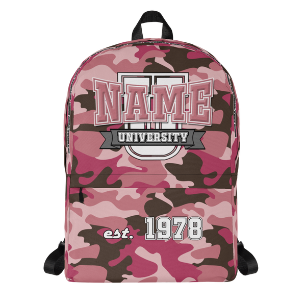 Pink Camo University Backpack, Front - BackDrip