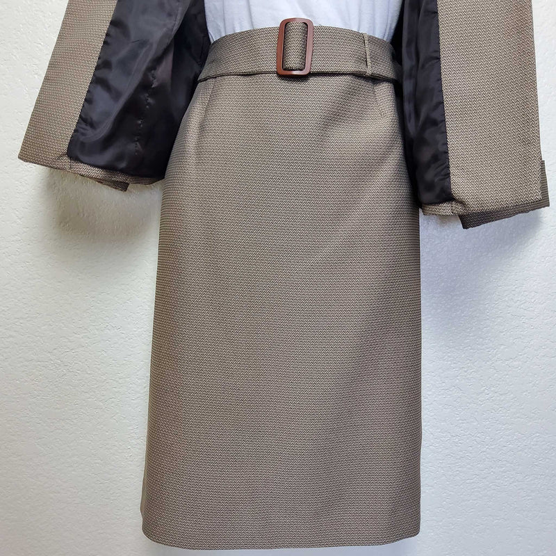 Giorgio Sant Angelo Dark Beige 2-Piece Suit (Blazer & Skirt), Women's Petite Size 10 - Trinity Thrift