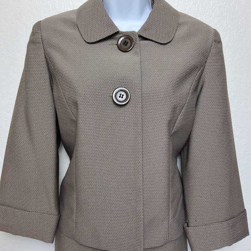 Giorgio Sant Angelo Dark Beige 2-Piece Suit (Blazer & Skirt), Women's Petite Size 10 - Trinity Thrift