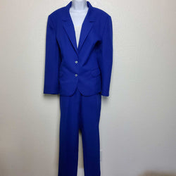 Haberdashery Blue 2-Piece Pants Suit with Lined Blazer, Women's Size 18