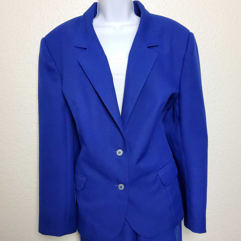 Haberdashery Blue 2-Piece Pants Suit with Lined Blazer, Women's Size 18