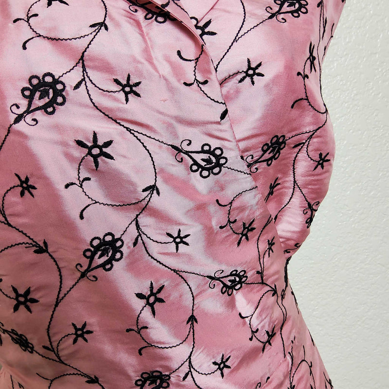 Harold's Pink Floral Embroidered Wrap Tank Top - Trinity Thrift