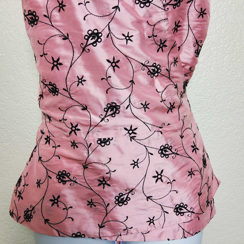 Harold's Pink Floral Embroidered Wrap Tank Top - Trinity Thrift