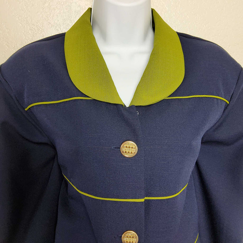 I.S.B. Blue Blazer with Green Collar & Trim, Women's Size 18 - Trinity Thrift