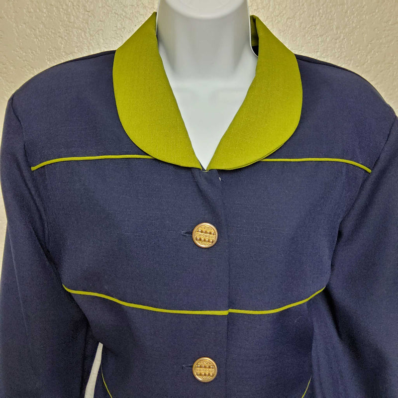 I.S.B. Blue Blazer with Green Collar & Trim, Women's Size 18 - Trinity Thrift