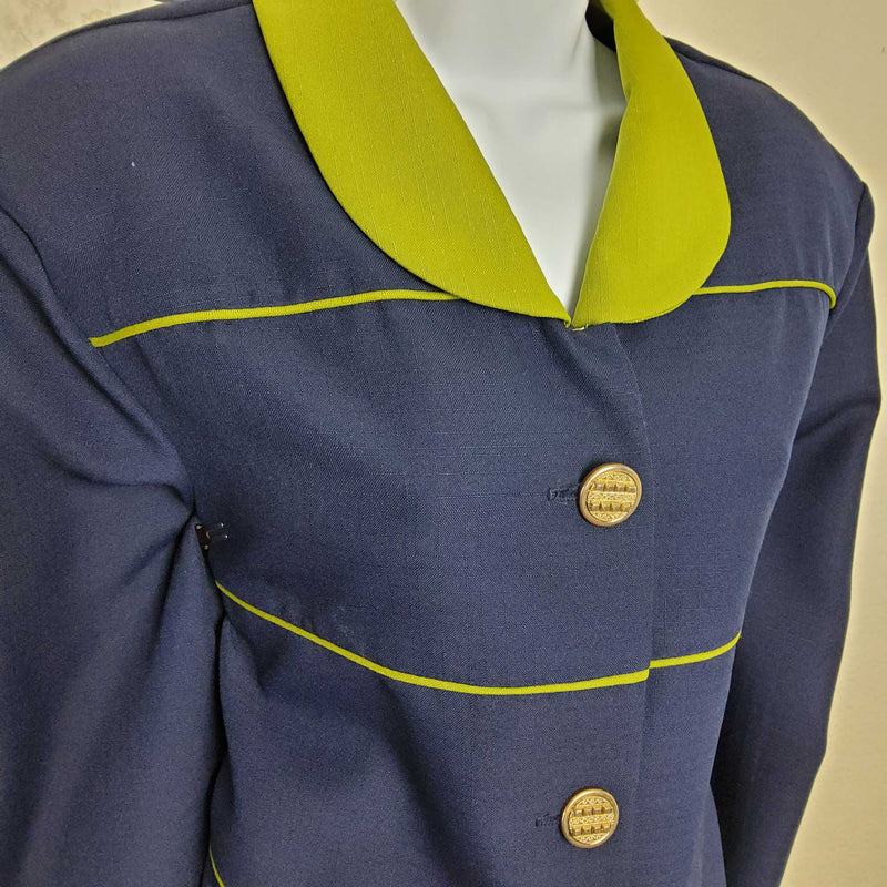 I.S.B. Blue Blazer with Green Collar & Trim, Women's Size 18 - Trinity Thrift