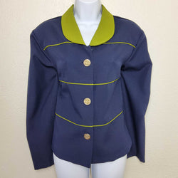 I.S.B. Blue Blazer with Green Collar & Trim, Women's Size 18 - Trinity Thrift