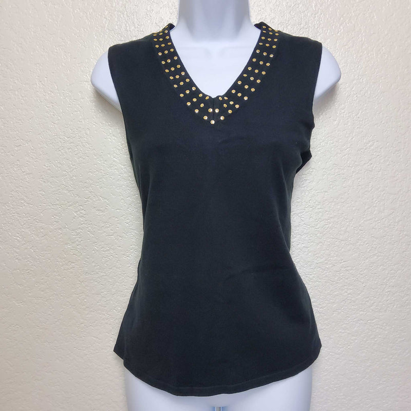 Industry 212 Black Tank Top with Sequined Neckline, Women's Large - Trinity Thrift