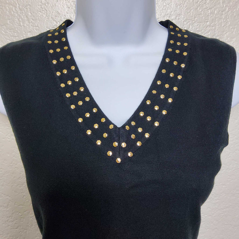 Industry 212 Black Tank Top with Sequined Neckline, Women's Large - Trinity Thrift