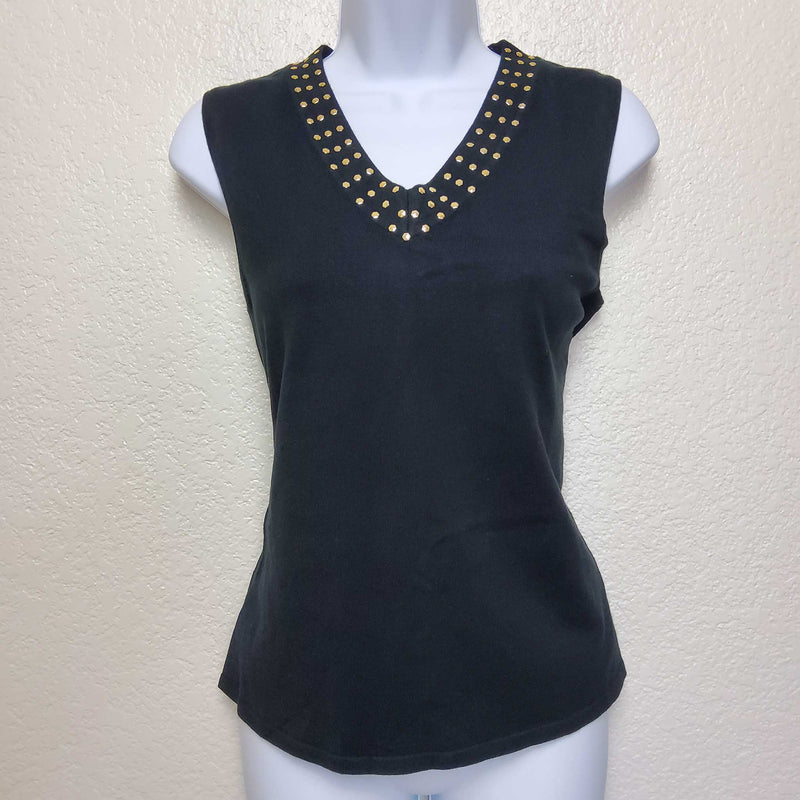 Industry 212 Black Tank Top with Sequined Neckline, Women's Large - Trinity Thrift