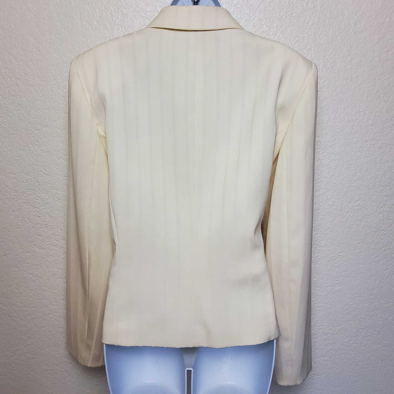 Isabella DeMarco Cream Pinstripe Blazer with Pockets, Women's Size 12 - Trinity Thrift