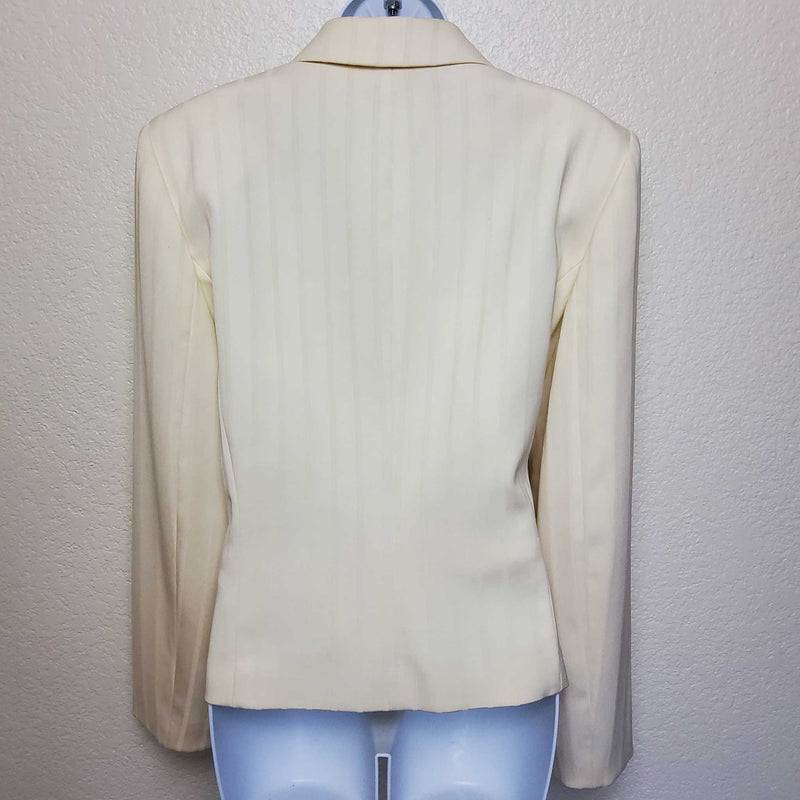 Isabella DeMarco Cream Pinstripe Blazer with Pockets, Women's Size 12 - Trinity Thrift