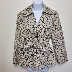 Isabella Suits Cream Blazer with Brown Floral Pattern, Women's Size 8 - Trinity Thrift