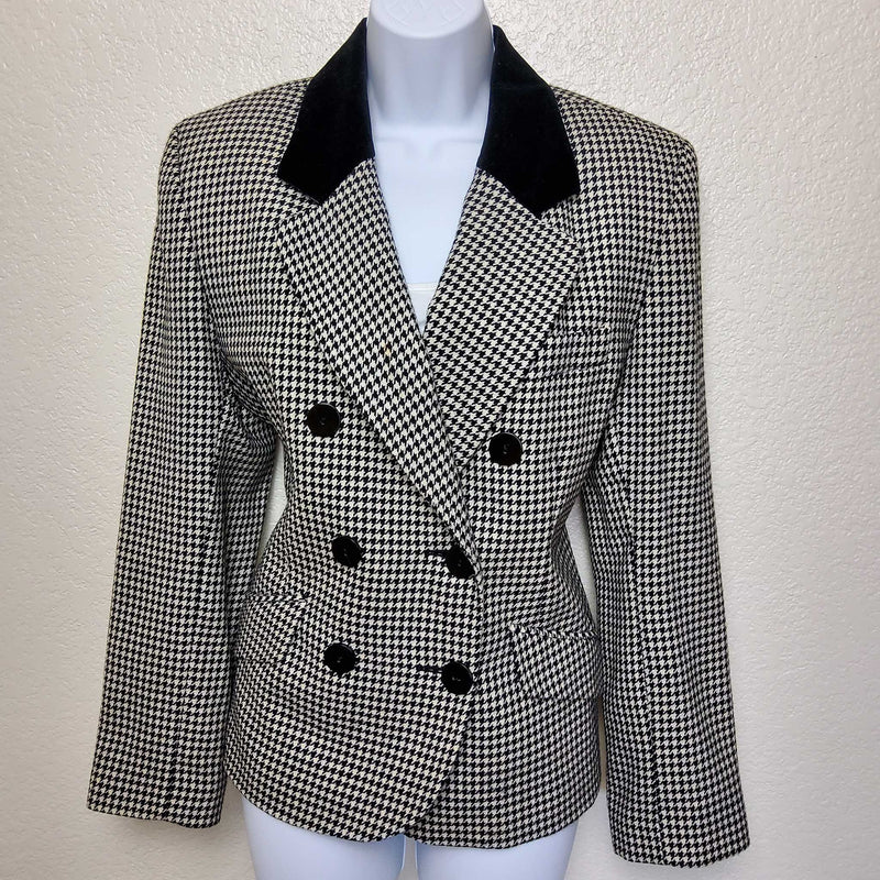 JH Collectibles Black & White Houndstooth Pattern Blazer, Women's Size 8 - Trinity Thrift