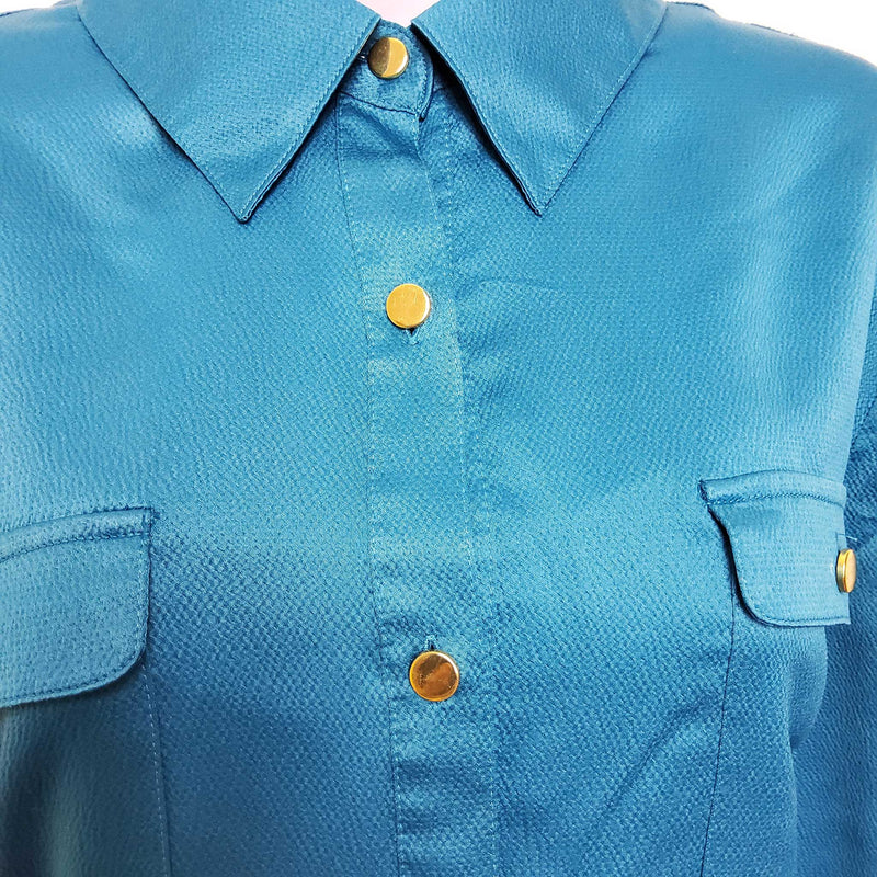 JM Collection Turquoise Button-up Blouse, Women's Size 16 - Trinity Thrift