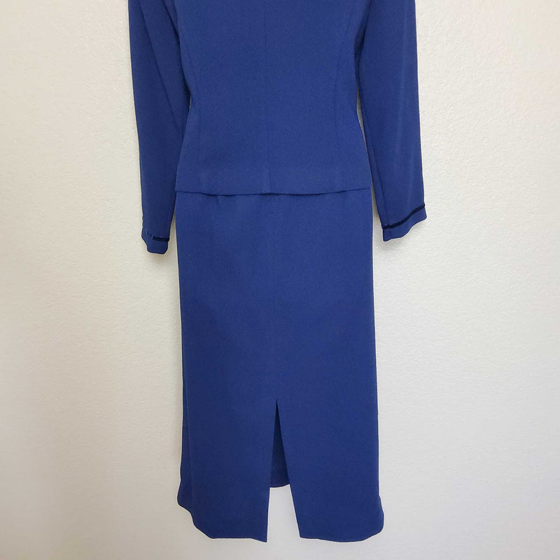 Jessica Howard Blue 2-Piece Skirt Suit, Women's Petite Size 12