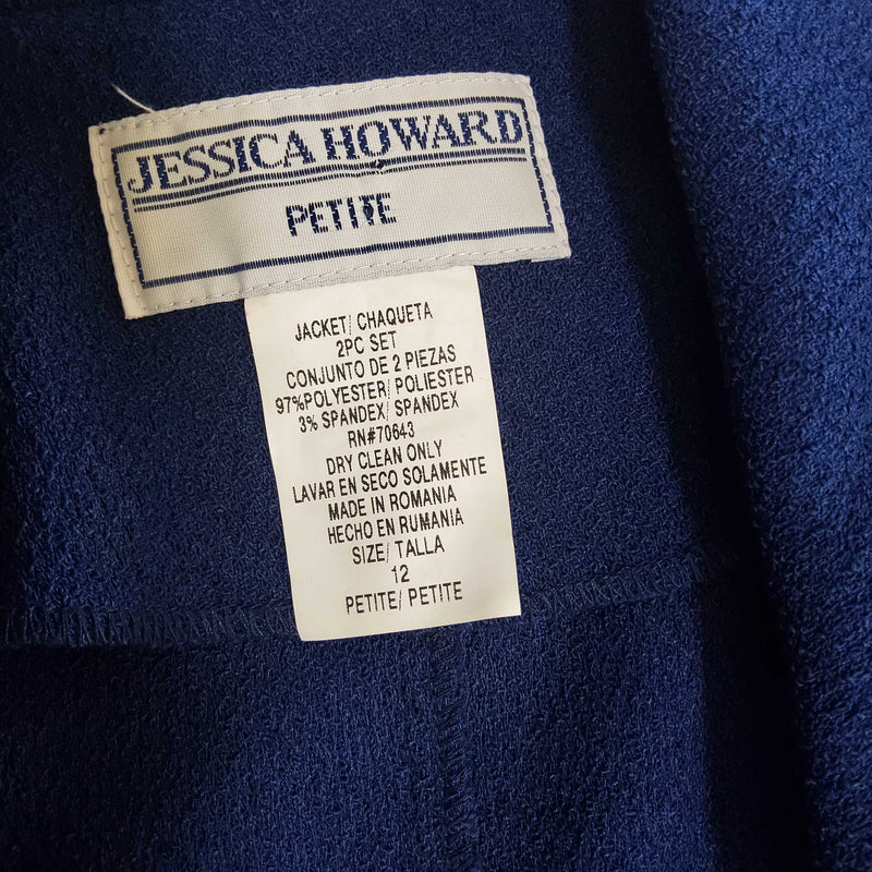 Jessica Howard Blue 2-Piece Skirt Suit, Women's Petite Size 12