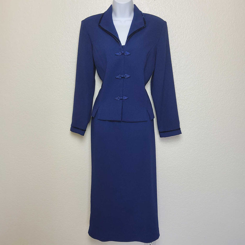 Jessica Howard Blue 2-Piece Skirt Suit, Women's Petite Size 12