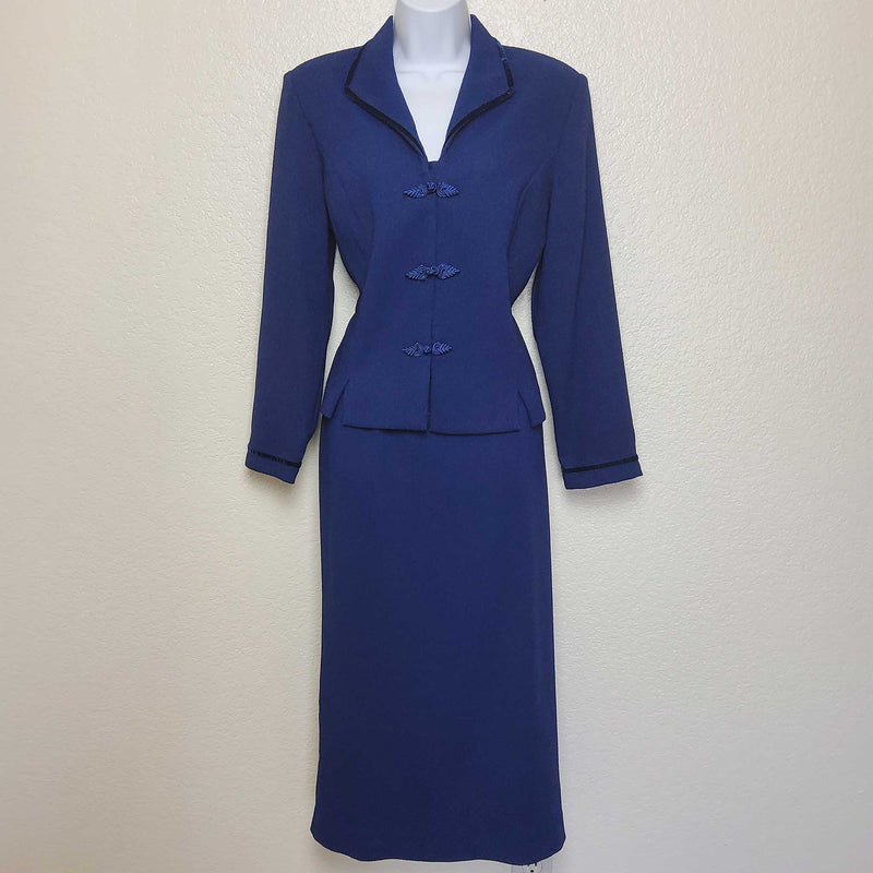 Jessica Howard Blue 2-Piece Skirt Suit, Women's Petite Size 12