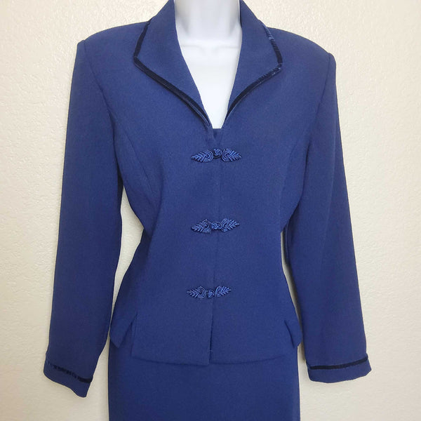 Jessica Howard Blue 2-Piece Skirt Suit, Women's Petite Size 12