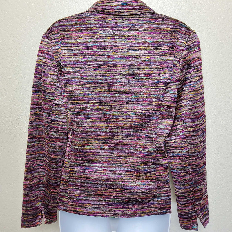 Joni B. Purple Watercolor Striped Blazer, Women's Medium - Trinity Thrift