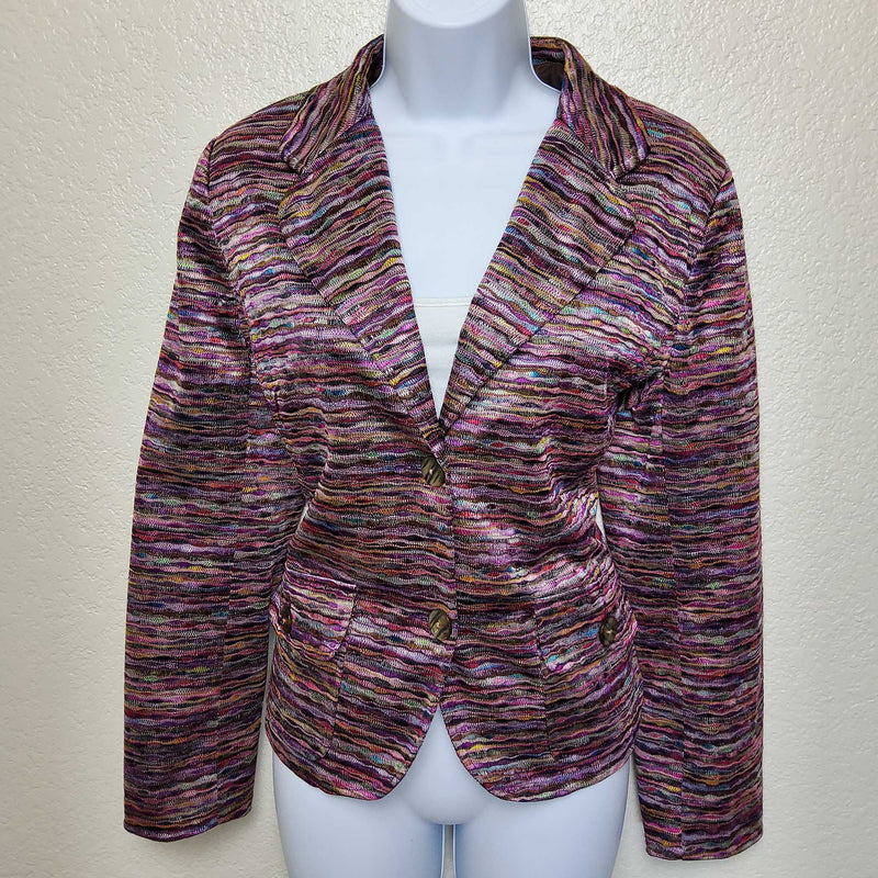 Joni B. Purple Watercolor Striped Blazer, Women's Medium - Trinity Thrift