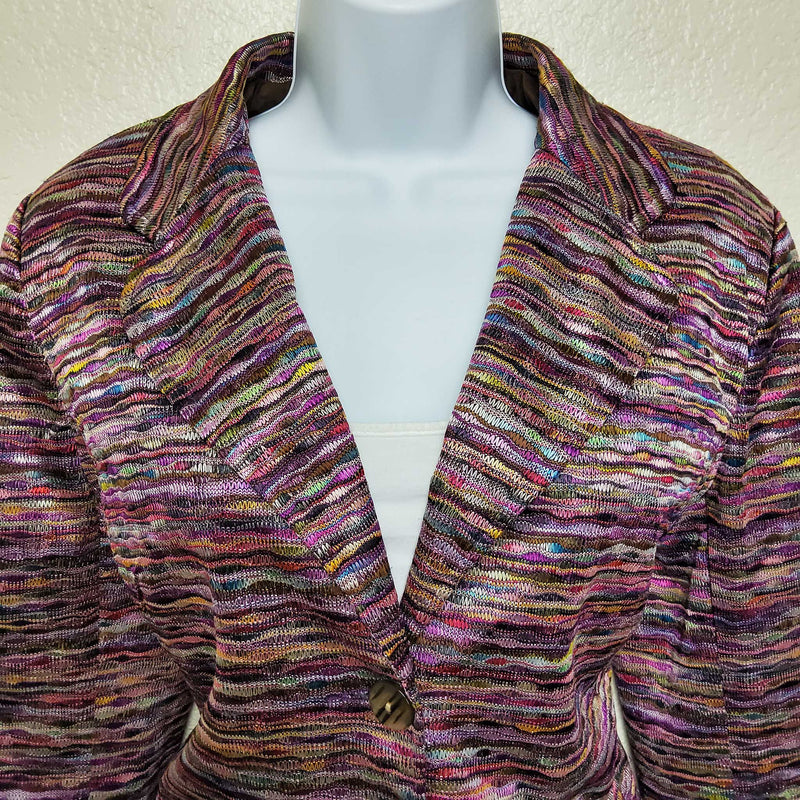 Joni B. Purple Watercolor Striped Blazer, Women's Medium - Trinity Thrift