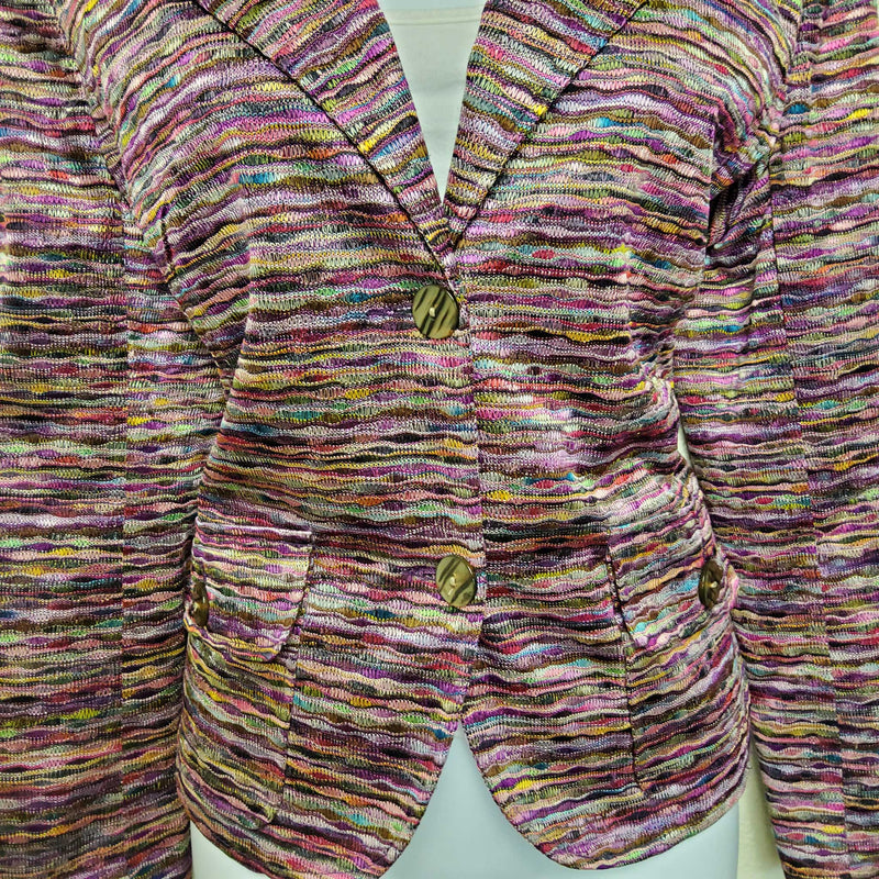 Joni B. Purple Watercolor Striped Blazer, Women's Medium - Trinity Thrift