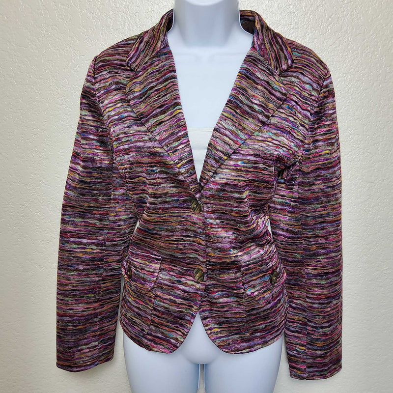 Joni B. Purple Watercolor Striped Blazer, Women's Medium - Trinity Thrift