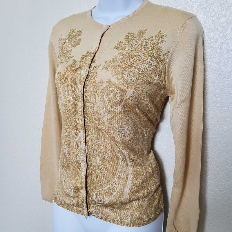 Josephine Chaus Beige Button-Up Sweater, Women's Size Small