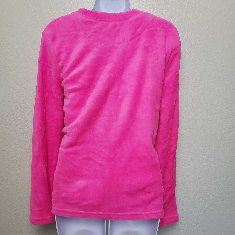 Just Be Pink Plush Pullover Sweater with 'I Love Sleep' Text, Women's Large - Trinity Thrift