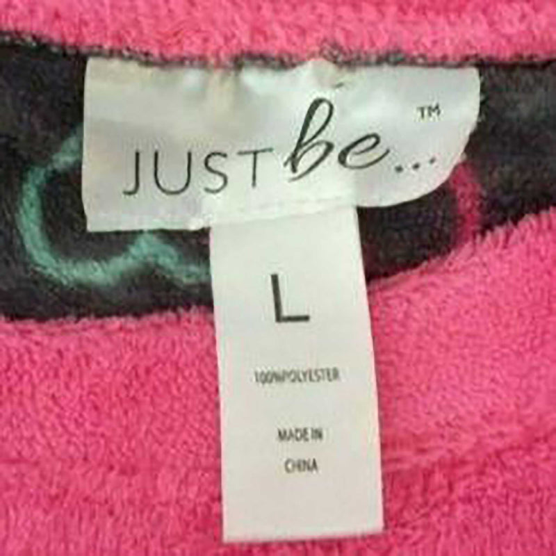 Just Be Pink Plush Pullover Sweater with 'I Love Sleep' Text, Women's Large - Trinity Thrift