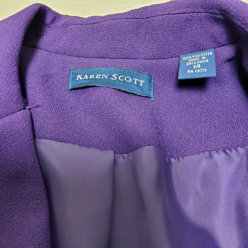 Karen Scott Purple Blazer with Rope Belt, Women's Size 14 - Trinity Thrift