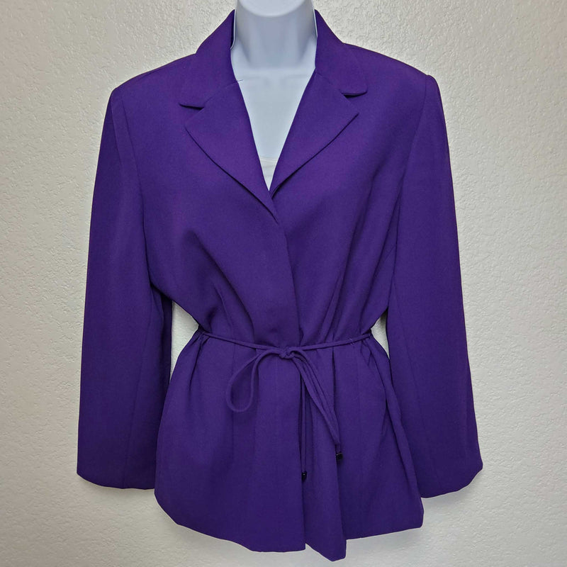 Karen Scott Purple Blazer with Rope Belt, Women's Size 14 - Trinity Thrift