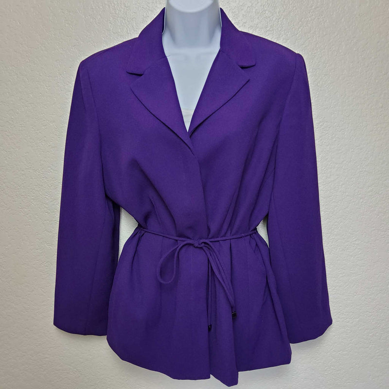 Karen Scott Purple Blazer with Rope Belt, Women's Size 14 - Trinity Thrift