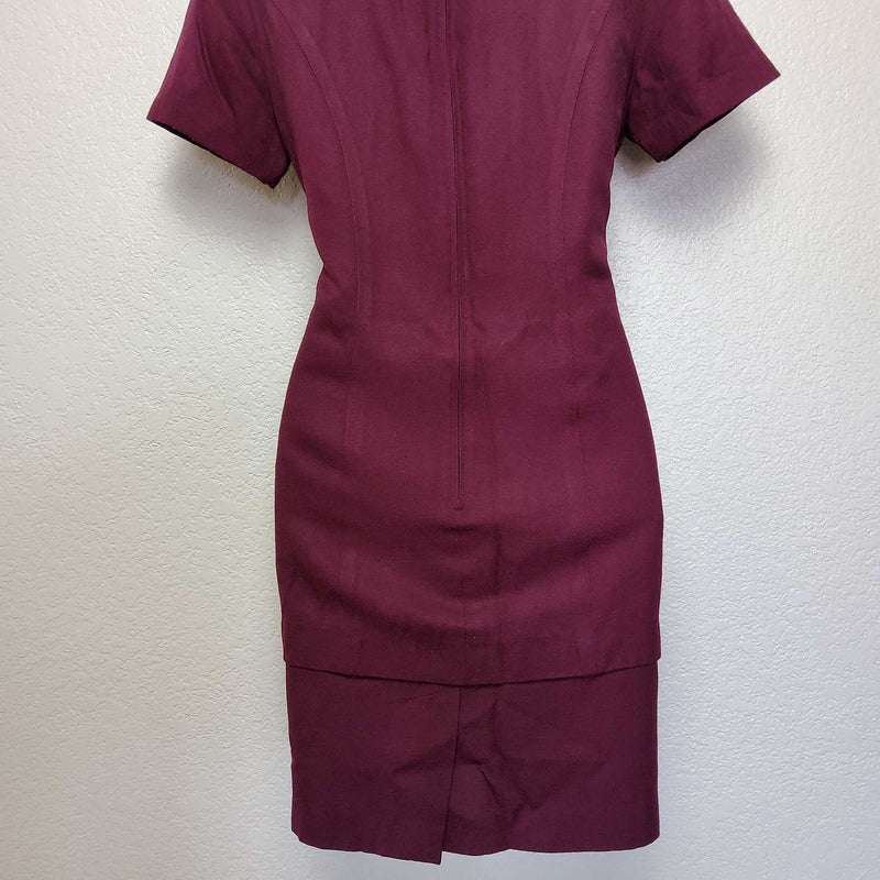 Karin Stevens Maroon Embroidered Dress, Women's Petite Size 6 - Trinity Thrift