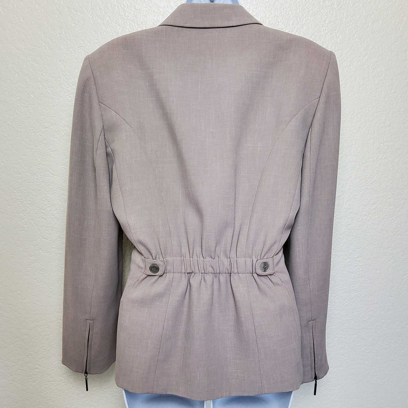 Kasper Beige Blazer with Zippered Sleeves & Pockets, Women's Size 10 - Trinity Thrift